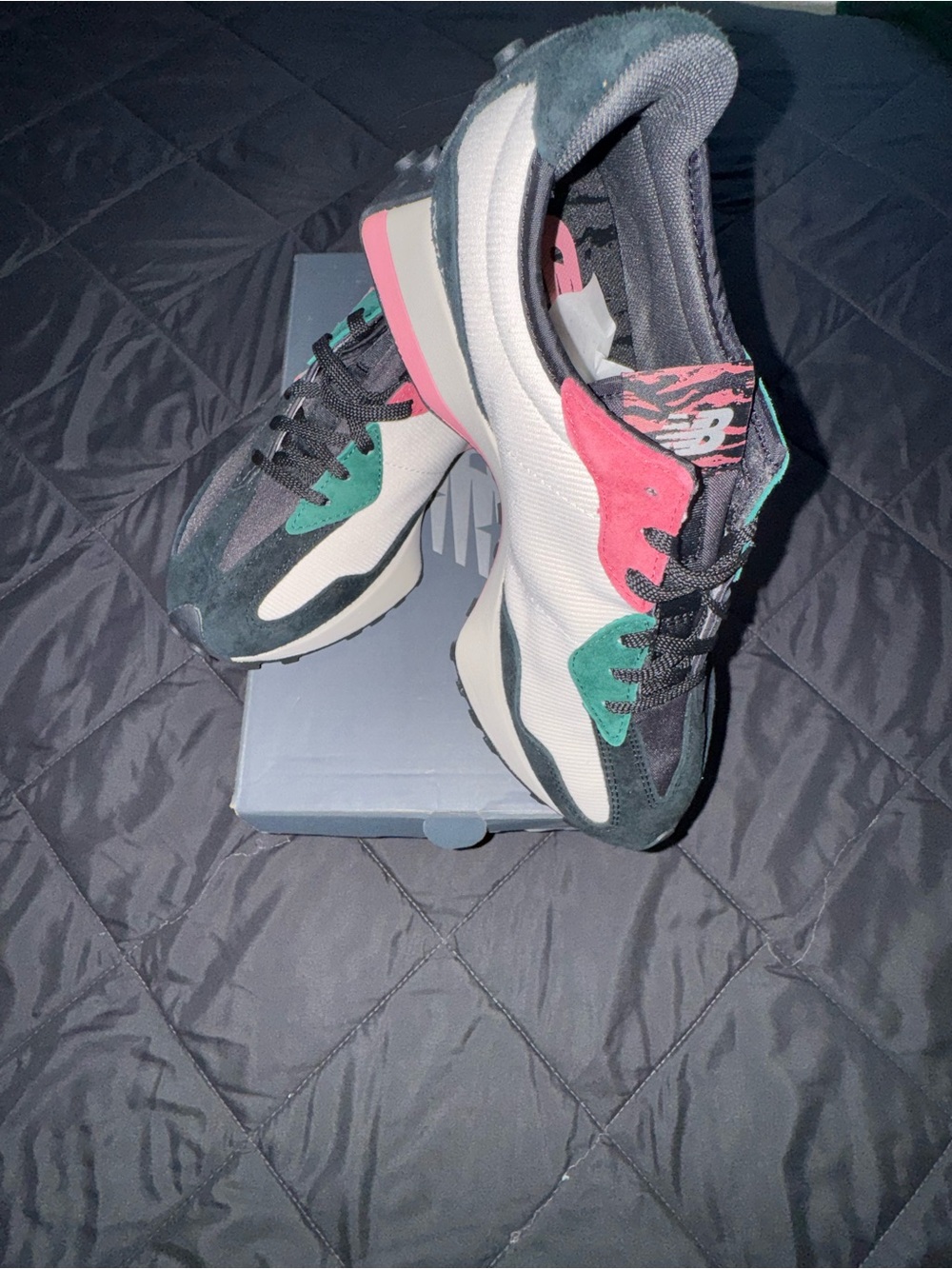 New Balance Women's Black, Pink & Green Retro Runner Sneakers